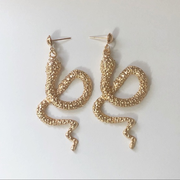 Gold snake earrings - Picture 3 of 6